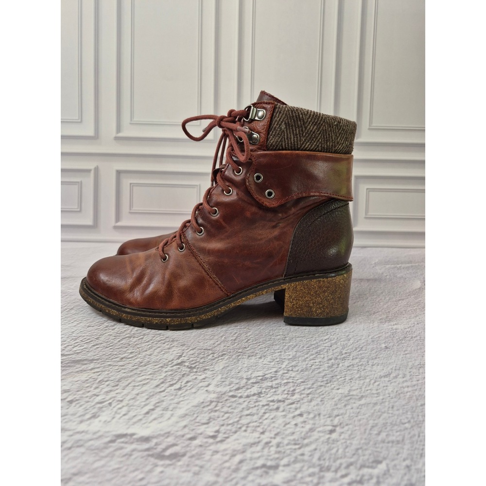 Aetrex Aubry Boots Womens 5.5 Combat Lace Up Hiking Mid Calf Block Leather Brown